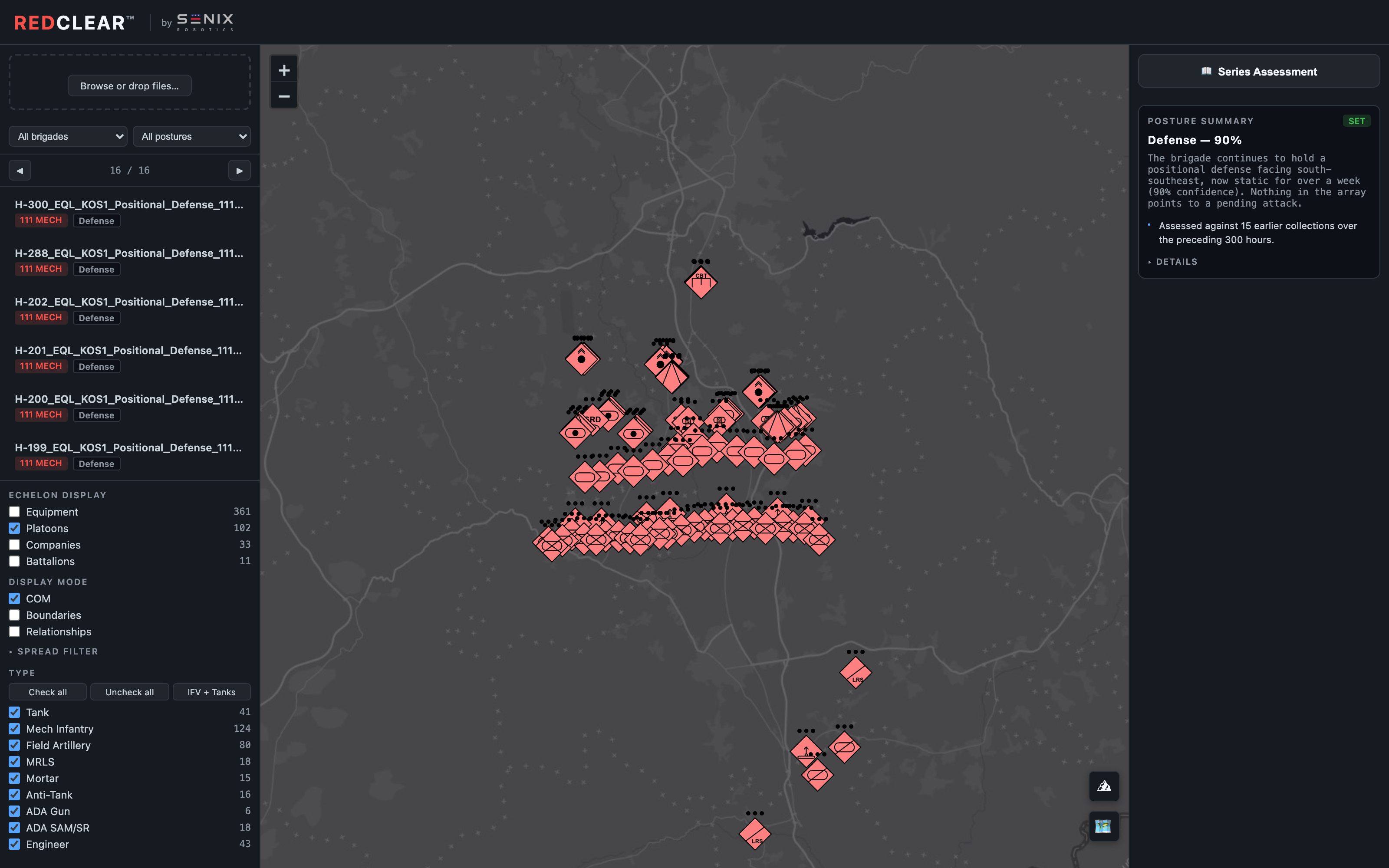 Platoon level view with unit symbols and boundaries